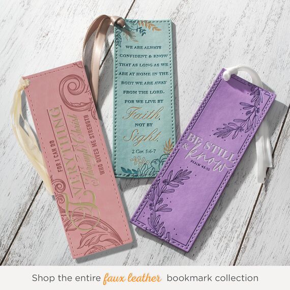 Christian Art Gifts Pink & Gold Kunstleder Premium Bibelvers Lesezeichen für Frauen: Everything Through Christ - Philipper 4:13 Inspirierende Schrift mit Satinband, niedlich, stabil, florale Prägung