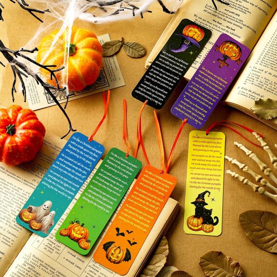 Jetec Halloween-Lesezeichen, Kürbis-Gebets-Lesezeichen, christlicher Bibelvers, Geschenke "I Am Like a Christian Pumpkin Jack O Lantern", Lesezeichen für Kinder, Erwachsene, Sonntag, Schule, Kirche