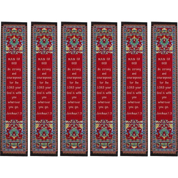 Sponsored Ad - Man of God, Bulk Pack of 6 Woven Fabric Christian Bookmarks, Silky Soft Joshua 1:9 Flexible Bookmarker for