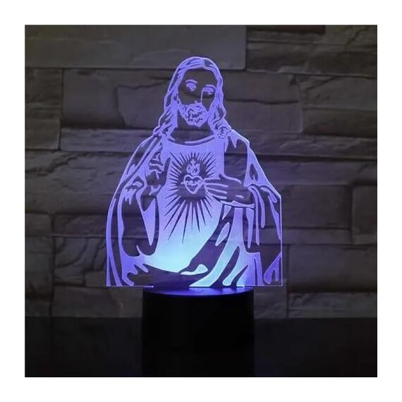 Xdorra Jesus Christus 3D Lichter 7 Farben Schreibtisch LED Stimmungslichter Geschenk für christliche Geburtstagsfeier Geschenke