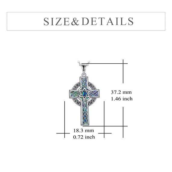 YFN Keltisches Kreuz Halskette Sterling Silber Keltischer Davidstern Anhänger Abalone Muschel Kreuz Schmuck Geschenke für Damen Herren
