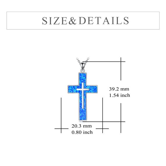 YFN Opal Kreuz Halskette Sterling Silber Kreuz Anhänger Schmuck Geschenke für Damen Herren Mädchen Jungen