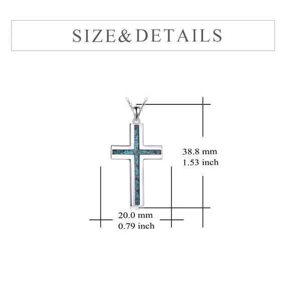 YFN Kreuz Halskette Sterling Silber Türkis Kreuz Anhänger Kette Schmuck Geschenke für Damen Herren
