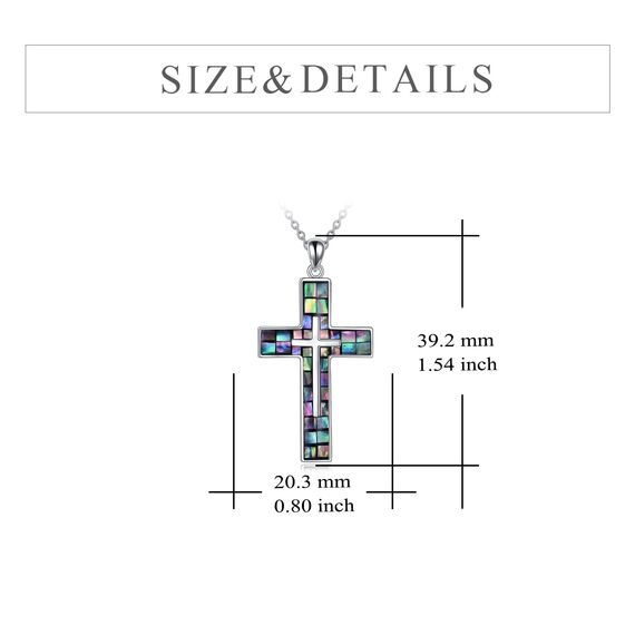 YFN Kreuz Halskette Sterling Silber Abalone Schale Kreuz Anhänger Religiöser Schmuck Geschenke für Damen Herren Mädchen Jungen