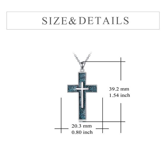 YFN Kreuz Halskette Sterling Silber Türkis Kreuz Anhänger Schmuck Geschenke für Damen Herren Mädchen Jungen
