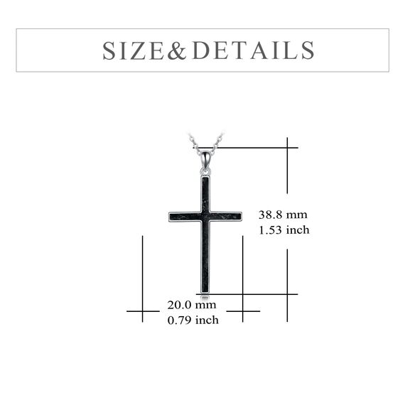 YFN Kreuz Halskette Sterling Silber Schwarz Turmalin Kreuz Anhänger Religiöser Schmuck Geschenke für Damen Herren Mädchen Jungen