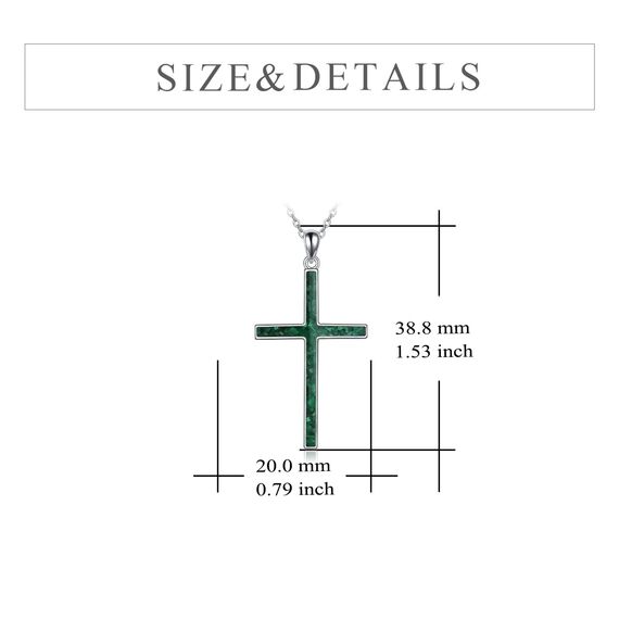 YFN Kreuz Halskette Sterling Silber Grünes Malachit Kreuz Anhänger Religiöser Schmuck Geschenke für Damen Herren Mädchen Jungen