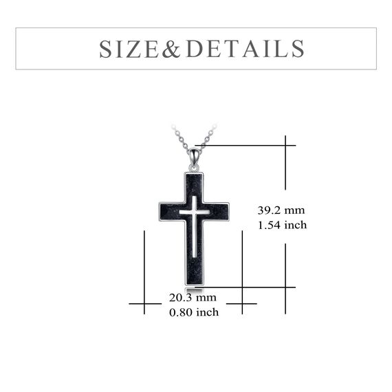 YFN Kreuz Halskette Sterling Silber Schwarz Turmalin Kreuz Anhänger Schmuck Geschenke für Damen Herren Mädchen