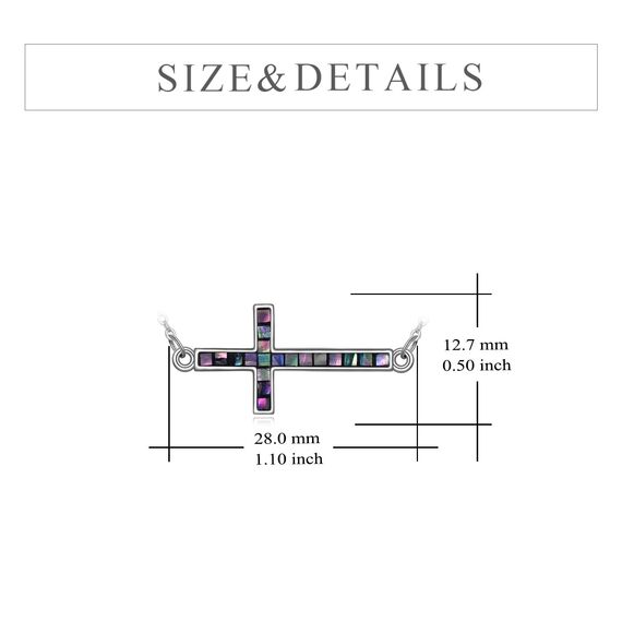 YFN Seitliches Kreuz Halskette Sterling Silber Abalone Schale Kreuz Anhänger Schmuck Geschenke für Damen Herren Mädchen Jungen