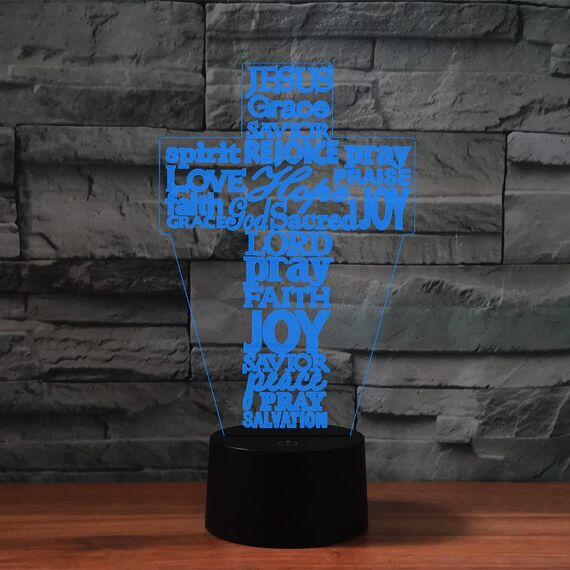 SUPERRUIDALONG 3D Jesus Kreuz Fernbedienung 16 Farben Nachtlichter Illusion Acryl LED Tisch Nachttisch Lampe Kinder Schlafzimmer Schreibtisch Dekor Geburtstag Geschenke Spielzeug für Kinder
