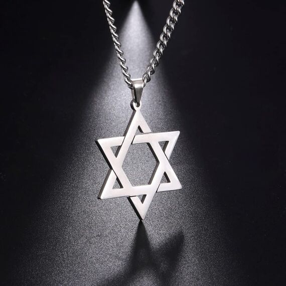 VASSAGO Davidstern Anhänger Halskette Salomon Sechsspitzer Stern Talisman Edelstahl Hexagramm jüdischer Israel Schmuck für Männer