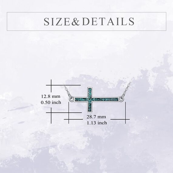 YFN Seitliches Kreuz Halskette Sterling Silber Türkis Kreuz Anhänger Schmuck Geschenke für Damen Herren Mädchen Jungen