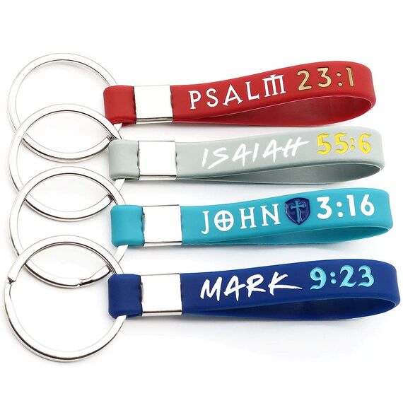 Inkstone Christliche religiöse Bibel-Schlüsselanhänger, verschiedene Farben, Schlüsselanhänger mit Schrift für die Kirche, 12 Stück, Verschiedene Farben, 12 Count (Pack of 1), Modern