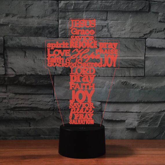 SUPERRUIDALONG 3D Jesus Kreuz Fernbedienung 16 Farben Nachtlichter Illusion Acryl LED Tisch Nachttisch Lampe Kinder Schlafzimmer Schreibtisch Dekor Geburtstag Geschenke Spielzeug für Kinder