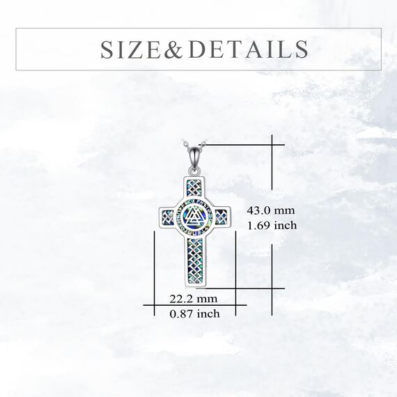 YFN Wikinger Kreuz Halskette Sterling SIlver Keltischer Knoten Anhänger Wikinger Religiöser Schmuck Geschenke für Damen Herren (Valknut)