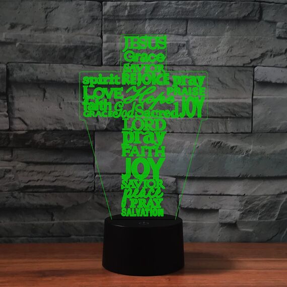 SUPERRUIDALONG 3D Jesus Kreuz Fernbedienung 16 Farben Nachtlichter Illusion Acryl LED Tisch Nachttisch Lampe Kinder Schlafzimmer Schreibtisch Dekor Geburtstag Geschenke Spielzeug für Kinder