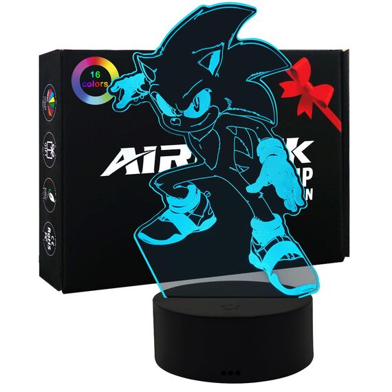 AIRUEEK Sonic Hedgehog Spielzeug 3D nachtlicht - LED Illusion Lampe Schlafzimmer Dekor Beleuchtung/Sonic Toys Weihnachts Geschenke für Kinder Männer Frauen