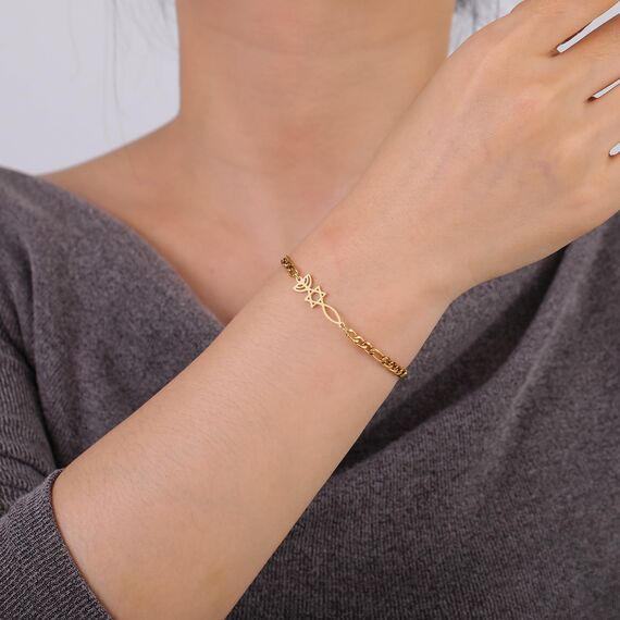 UNIFT Damen-Armband mit jüdischem Davidstern-Leuchter, Edelstahl, im israelischen Retro-Stil, mit Davidstern, Chanukka-Schmuck, Edelstahl