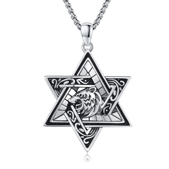 CUOKA MIRACLE Elegante Davidstern Kette 925 Sterling Silber - Hexagram Anhänger für Ehemann & Sohn - Besonderes Geschenk für Bar Mizwa, Geburtstag & Feiertage