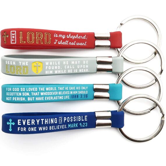 Inkstone Christliche religiöse Bibel-Schlüsselanhänger, verschiedene Farben, Schlüsselanhänger mit Schrift für die Kirche, 12 Stück, Verschiedene Farben, 12 Count (Pack of 1), Modern