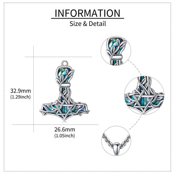 CUPENDA Thor Hammer Halskette Sterling Silber Davidstern Mjolnir Anhänger Vegvisir Schmuck Geschenke für Frauen Männer