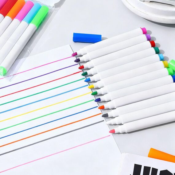 Gemi 12 Farben Stifte für LED Zeichenbrett, Abwischbare Neon Markers für LED Maltafel Kinder, Acryl Messageboards und Notiztafel, Leuchtstifte für Zeichnen Basteln und DIY ect