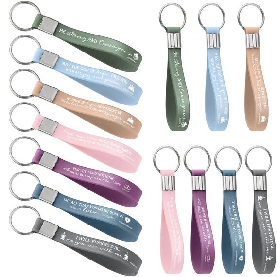 Sureio Christliche Schlüsselanhänger, Geschenk für Kirche, Bibelvers, religiöses Silikon, inspirierende Schlüsselanhänger, Sonntag, Schule, Lehrer, Geschenke für Kirche, 21 Stück