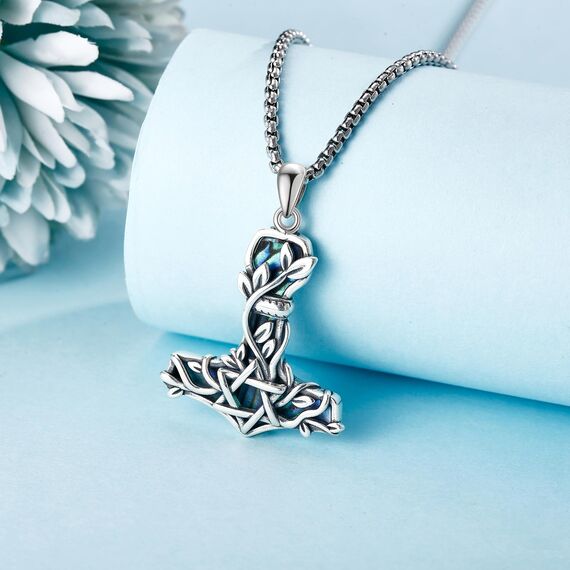 CUPENDA Thor Hammer Halskette Sterling Silber Davidstern Mjolnir Anhänger Vegvisir Schmuck Geschenke für Frauen Männer