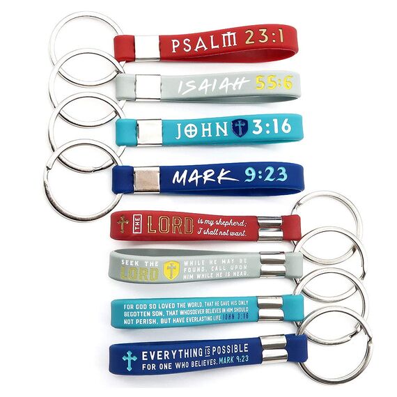 Inkstone Christliche religiöse Bibel-Schlüsselanhänger, verschiedene Farben, Schlüsselanhänger mit Schrift für die Kirche, 12 Stück, Verschiedene Farben, 12 Count (Pack of 1), Modern