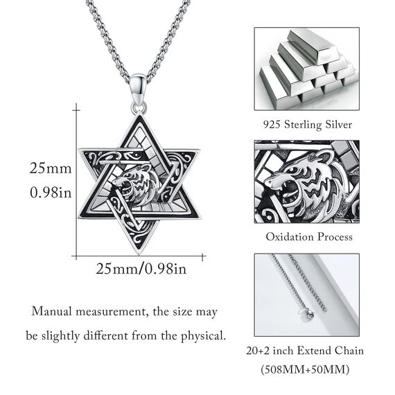 CUOKA MIRACLE Elegante Davidstern Kette 925 Sterling Silber - Hexagram Anhänger für Ehemann & Sohn - Besonderes Geschenk für Bar Mizwa, Geburtstag & Feiertage