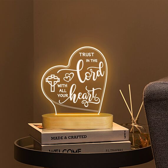 Attivolife Jesus-Nachtlicht, Herr-Geschenk mit warmweißem Licht mit Holzsockel, die heilige Heimdekoration, Weihnachten, Geburtstag, Ostern, Erntedankfest, Geschenk, Schreibtischlampe
