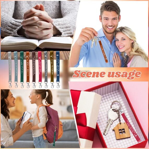 45 Stück christliche Schlüsselanhänger, inspirierend, Bibelvers, Schlüsselanhänger, Polyester, Schrift, religiöse Party-Geschenke, dunkel, klassisch