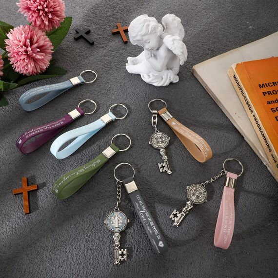 Sureio Christliche Schlüsselanhänger, Geschenk für Kirche, Bibelvers, religiöses Silikon, inspirierende Schlüsselanhänger, Sonntag, Schule, Lehrer, Geschenke für Kirche, 21 Stück