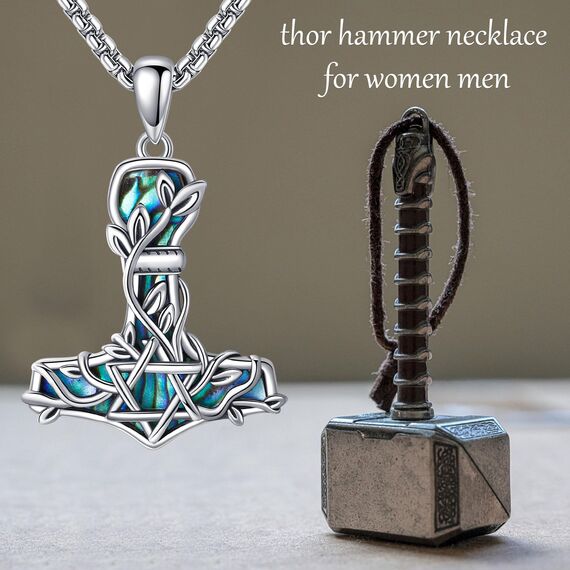 CUPENDA Thor Hammer Halskette Sterling Silber Davidstern Mjolnir Anhänger Vegvisir Schmuck Geschenke für Frauen Männer