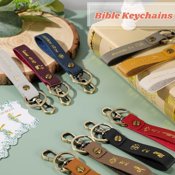 20 Stück christliche Schlüsselanhänger Leder religiöse Schlüsselanhänger inspirierende Bibel Schlüsselanhänger Vers Zitat Schlüsselanhänger Weihnachtsgeschenk, In verschiedenen Farben erhältlich,