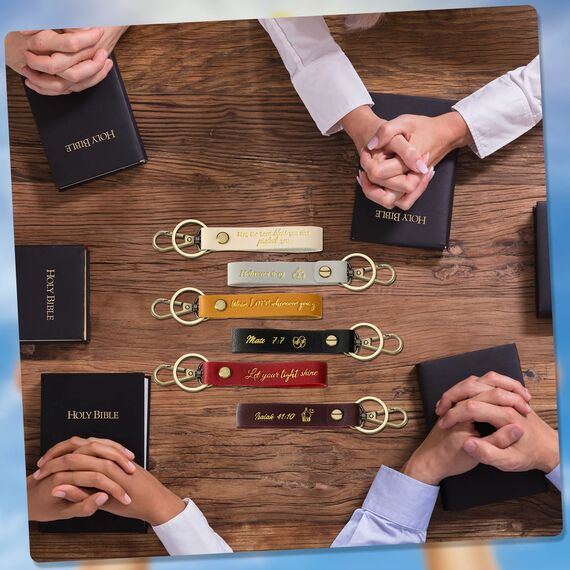 20 Stück christliche Schlüsselanhänger Leder religiöse Schlüsselanhänger inspirierende Bibel Schlüsselanhänger Vers Zitat Schlüsselanhänger Weihnachtsgeschenk, In verschiedenen Farben erhältlich,