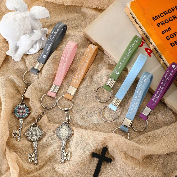 Sureio Christliche Schlüsselanhänger, Geschenk für Kirche, Bibelvers, religiöses Silikon, inspirierende Schlüsselanhänger, Sonntag, Schule, Lehrer, Geschenke für Kirche, 21 Stück