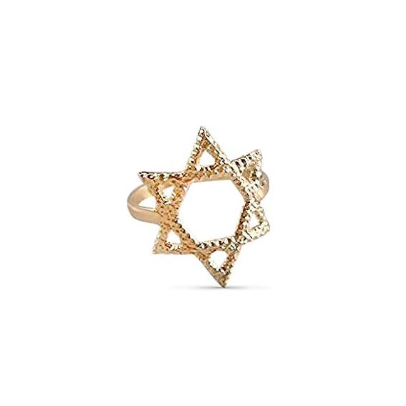 Goldener Davidstern-Ring – jüdischer Ring Magen David Ring, stapelbare Ringe für Frauen – jüdischer Sternring Schmuck, läuft nicht an, Damenring Größe 7