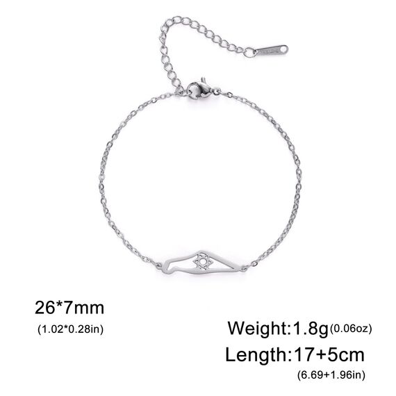 Amaxer Davidstern Halskette Israel Palästina Karte Edelstahl Schmuck Geschenke Anhänger Halskette für Frauen Männer, L50, Edelstahl