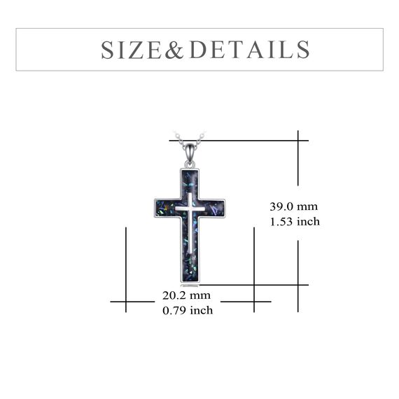 YFN Kreuz Halskette Sterling Silber Abalone Shell Kreuz Anhänger Religiöser Schmuck Geschenke für Damen Herren