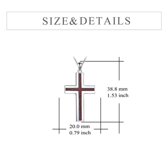 YFN Kreuz Halskette Sterling Silber Rote Koralle Kreuz Anhänger Schmuck Geschenke für Damen Herren Mädchen Jungen