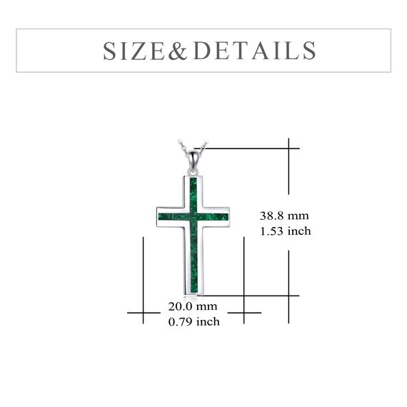 YFN Kreuz Halskette Sterling Silber Grüner Malachit Kreuz Anhänger Schmuck Geschenke für Damen Herren Mädchen Jungen