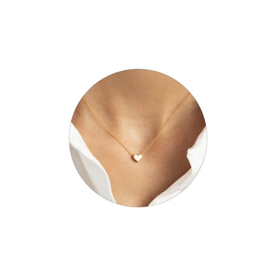 HANLI 14K Gold Vergoldet Halsketten Damen - Zarte Herz Anhänger Kette mit Cubic Zirkonia für Frauen Mädchen Wasserfeste Hautverträglich Schmuck
