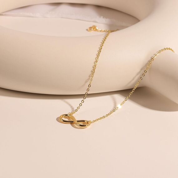 HANLI 14K Gold Vergoldet Halsketten Damen - Zarte Unendlichkeit Anhänger Kette mit Cubic Zirkonia für Frauen Mädchen Wasserfeste Hautverträglich Schmuck