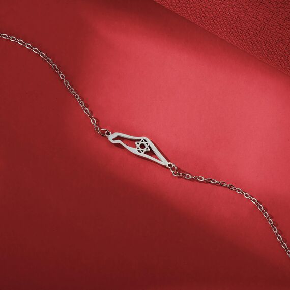 Amaxer Davidstern Halskette Israel Palästina Karte Edelstahl Schmuck Geschenke Anhänger Halskette für Frauen Männer, L50, Edelstahl