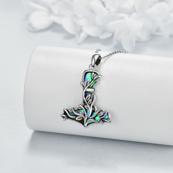 CUPENDA Thor Hammer Halskette Sterling Silber Mjolnir Baum des Lebens Anhänger Nordic Wikinger Schmuck Geschenke für Damen
