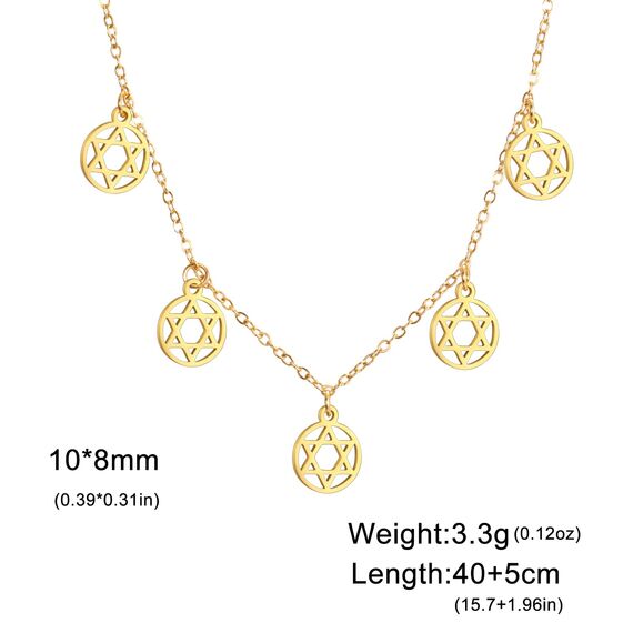 Amaxer Zierliche Davidstern-Halskette mit hebräischem Chai-Symbol, Halskette für Damen, minimalistisch, Chanukka, Magen David, jüdisch, Edelstahl, Charm-Anhänger (Davidstern Gold)