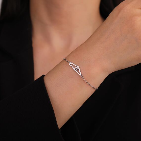 Amaxer Davidstern Halskette Israel Palästina Karte Edelstahl Schmuck Geschenke Anhänger Halskette für Frauen Männer, L50, Edelstahl