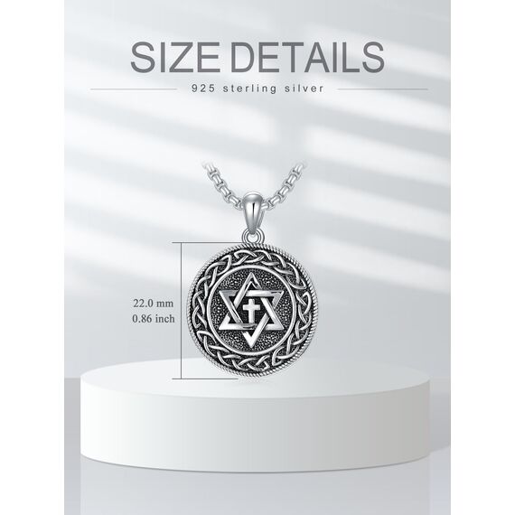 Shusukue Davidstern-Halskette, jüdische Stern-Halskette, 925er Sterlingsilber, Davidstern-Anhänger, jüdischer Schmuck, Geschenke für Männer und Frauen