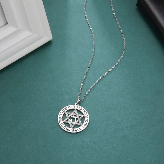 Davidstern Chai Halskette für Damen, Megans Stern, hebräischer Gebetsanhänger, jüdischer Schutzamulett, Israel, Judaica, religiöser Schmuck für Männer, Edelstahl, Kein Edelstein